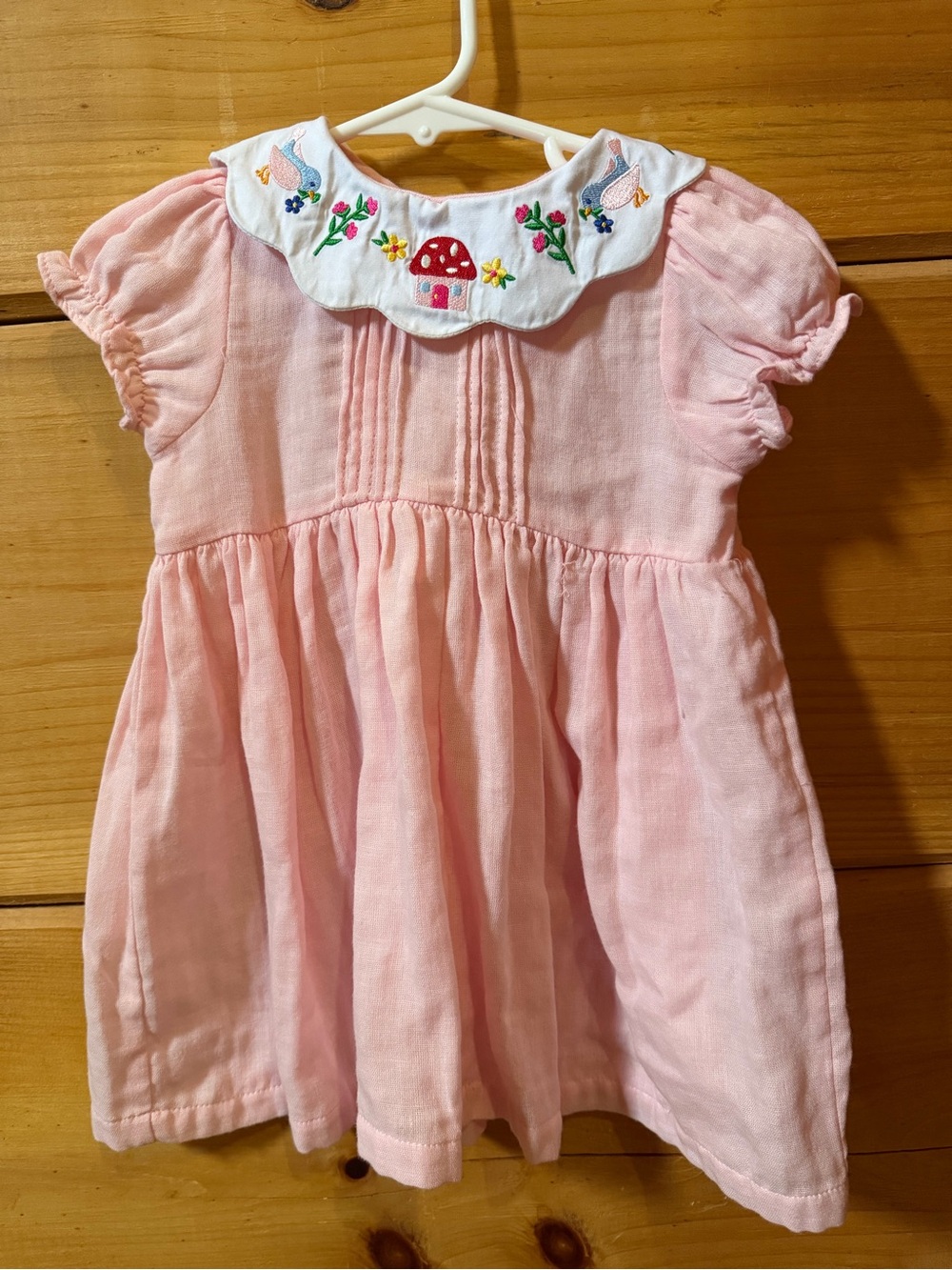 Good Lad Pink Dress with Embroidered Floral Collar